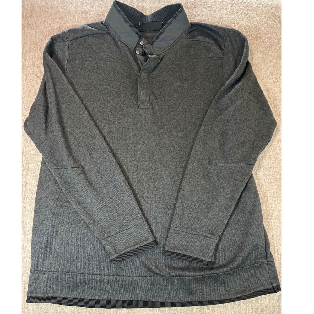 Under Armour Mens XXL Golf ColdGear Pullover Mock Neck Heathered Charcoal Grey